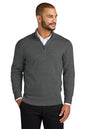Man wearing a gray quarter-zip sweater on a white background. Port Authority® Easy Care 1/4-Zip Sweater, Embroidered