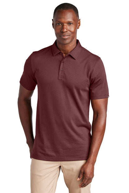 Man wearing a maroon polo shirt on a white background, Embroidered TravisMathew Sunnyvale Polo