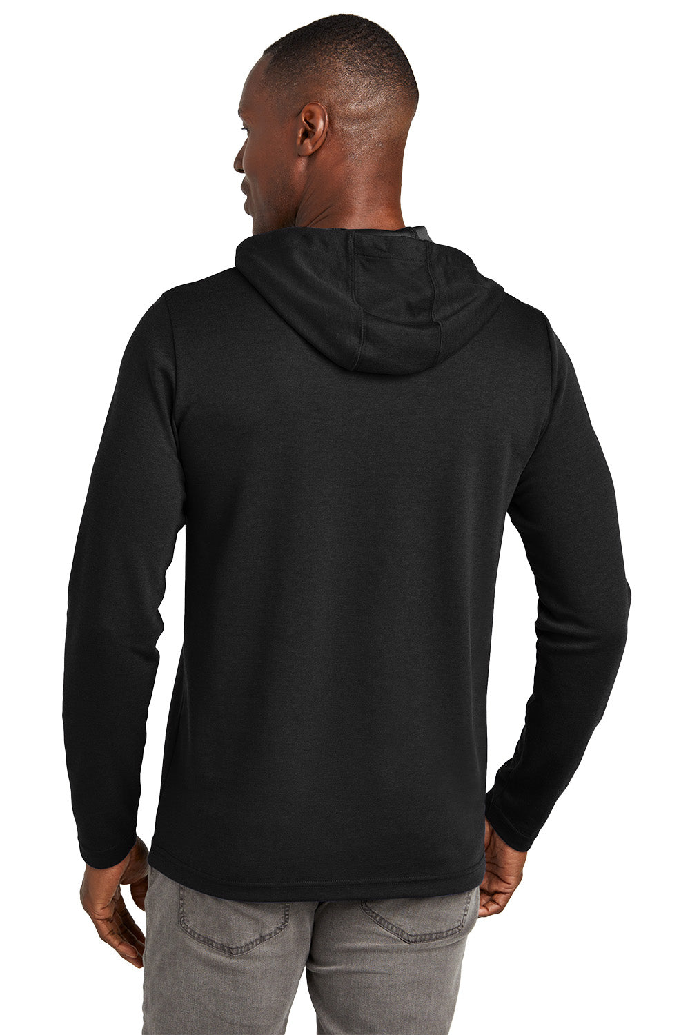 Man wearing a black hoodie from behind on a white background TravisMathew Coveside Hoodie, Embroidered
