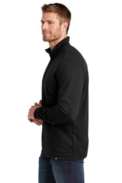 Man wearing a black jacket on a white background TravisMathew Coveside 1/4-Zip, Embroidered