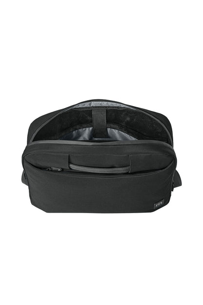 Black backpack on a white background embroidered TravisMathew Lateral Brief