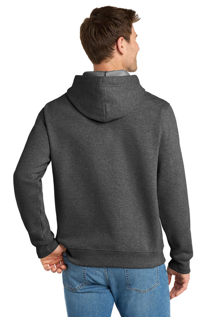 Man wearing a gray hoodie from behind on a white background, Embroidered Volunteer Knitwear™ Chore Fleece Pullover Hoodie