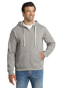 Man wearing a gray hoodie with a white background, Embroidered Volunteer Knitwear™ Chore Fleece Full-Zip Hoodie