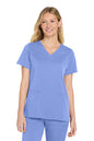 Woman wearing a blue scrub set on a white background Wink® Women’s Premiere Flex™ Top, Embroidered