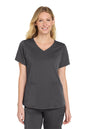 Woman wearing a gray scrub top and pants on a white background Wink® Women’s Premiere Flex™ Top, Embroidered