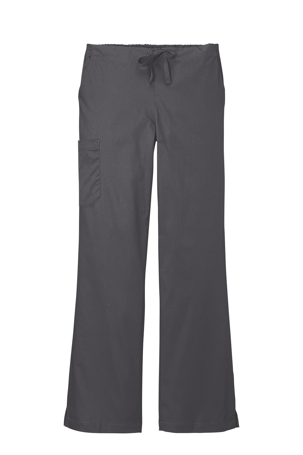 Gray pants with a tie waist on a white background Wink® Women’s WorkFlex Flare Leg Pant