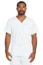 Man wearing a plain white V-neck t-shirt on a white background Wink® Men's Premiere Flex™ V-Neck Top